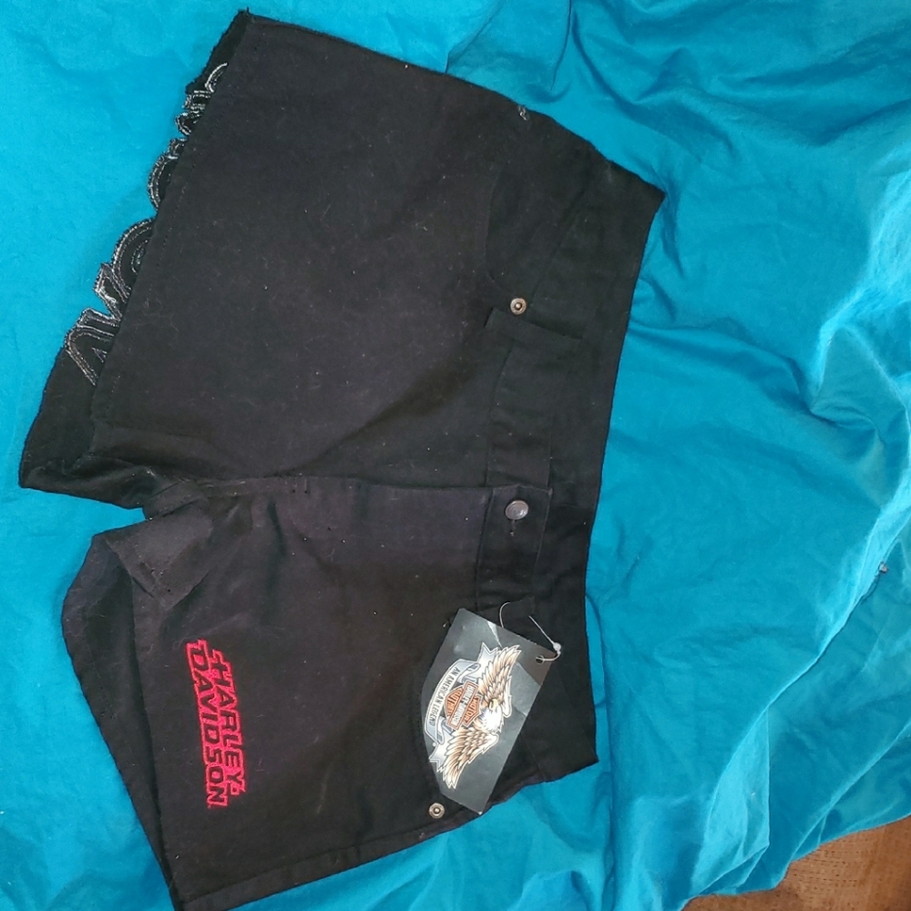 Harley-Davidson Black Shorts with Red Logo